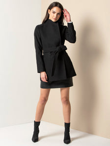 Viola Short Wrap Coat Black