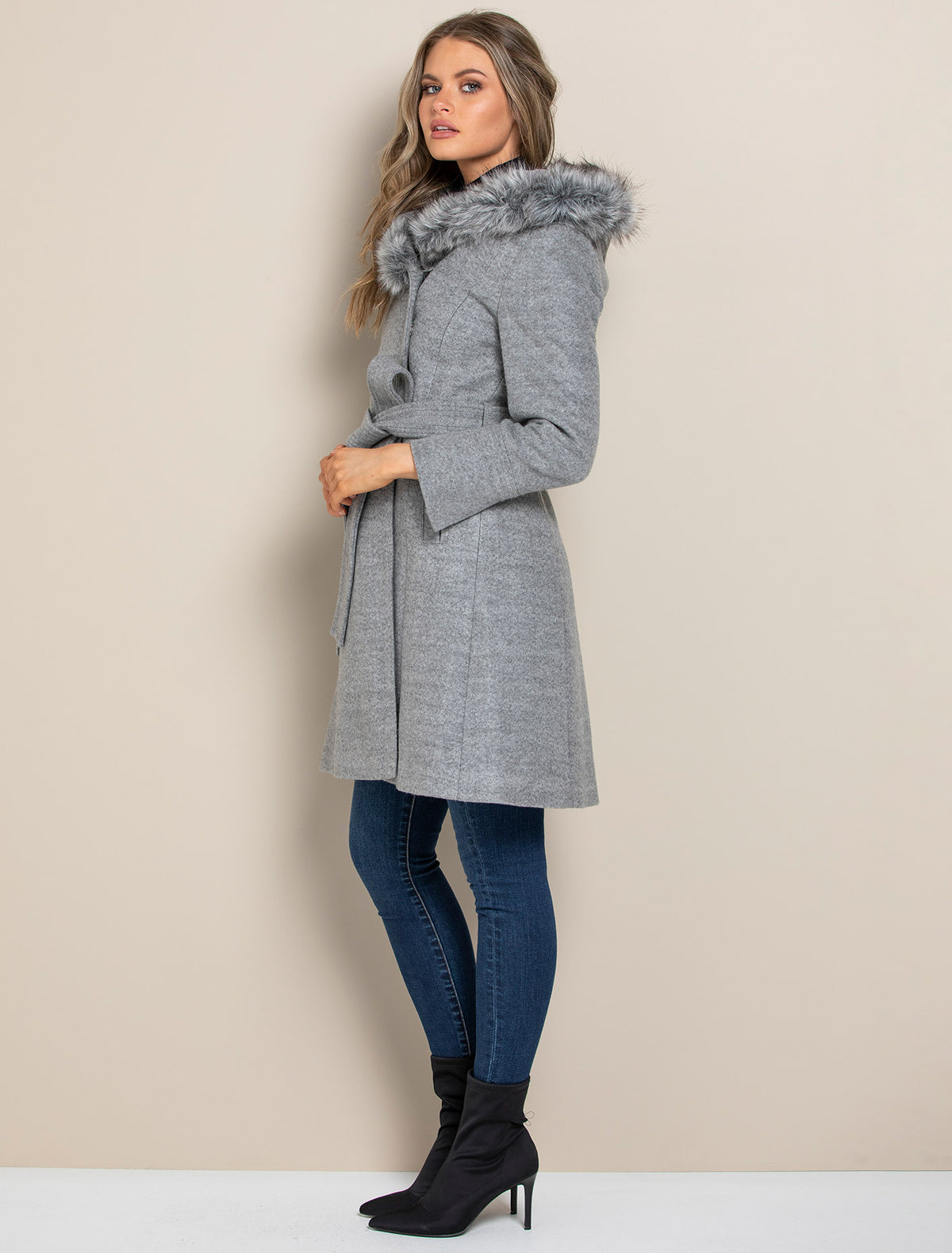Bianca Petite hooded wrap Grey Marle