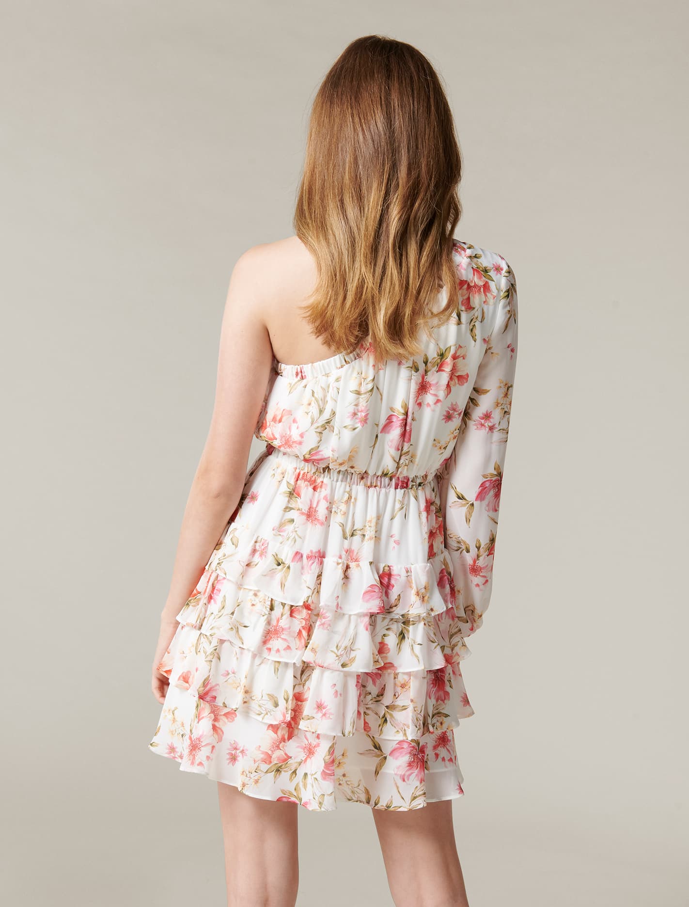 Priya Ruffle One Shoulder Mini Dress Summer Tropics