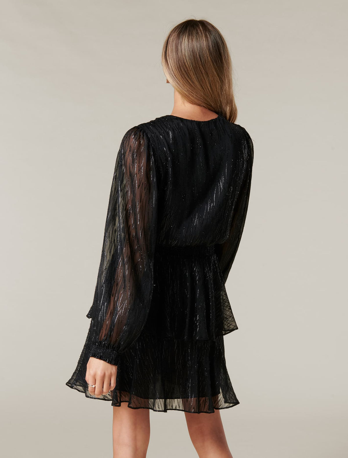 Keira Long Sleeve Metallic Dress Black