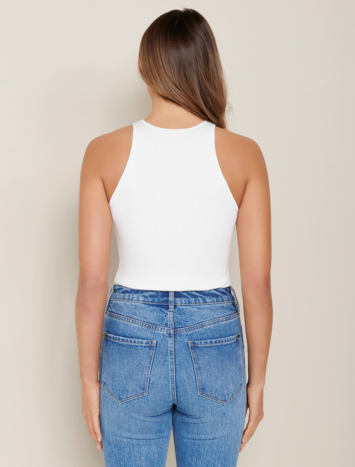Lia Racer Knit Tank Porcelain