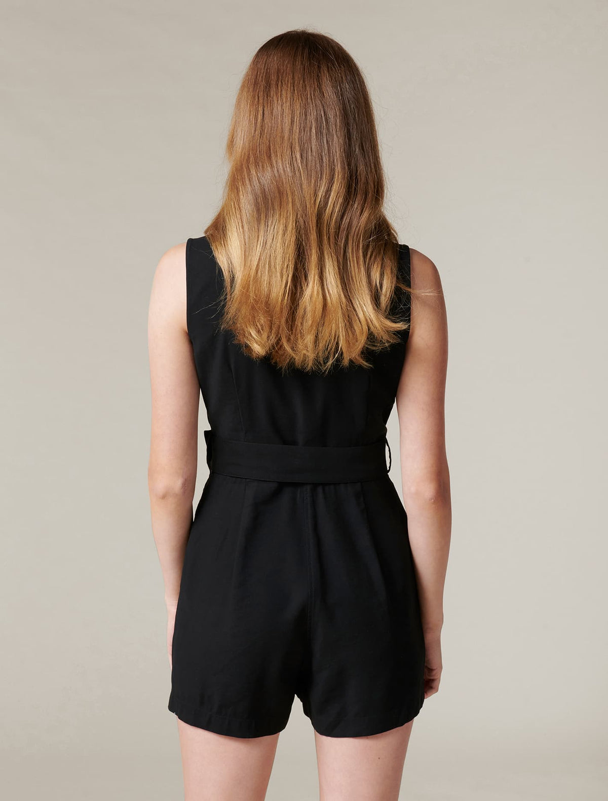 Polly Wrap Belted Playsuit Black