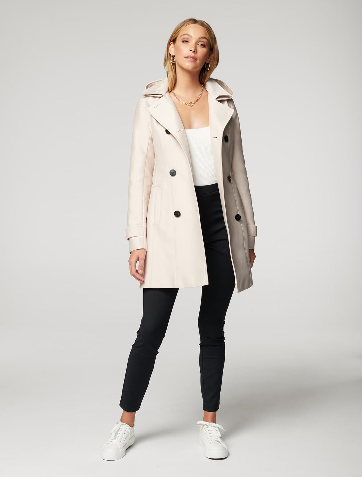 Chloe hooded trench Stone