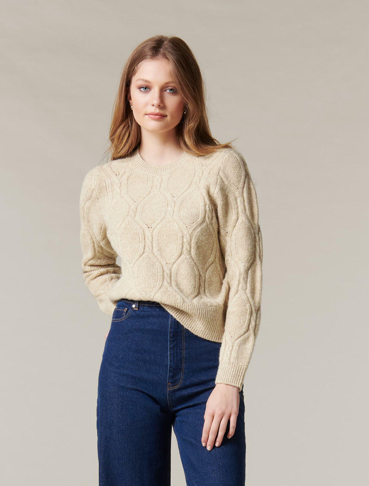 Annie Cable Knit Jumper Soft Camel