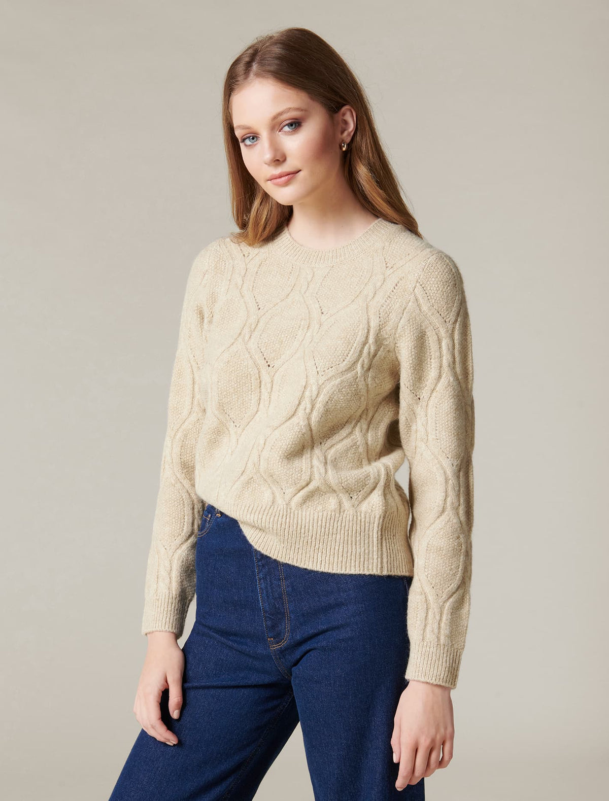 Annie Cable Knit Jumper Soft Camel