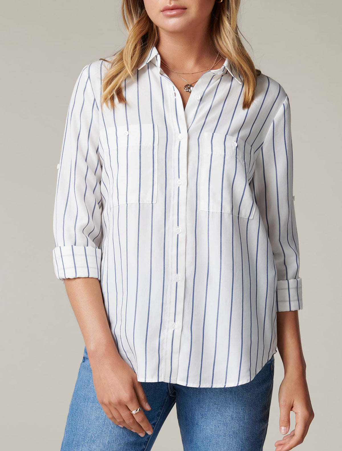 Teigan Stripe Shirt Blue & White Stripe