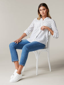 Teigan Stripe Shirt Blue & White Stripe