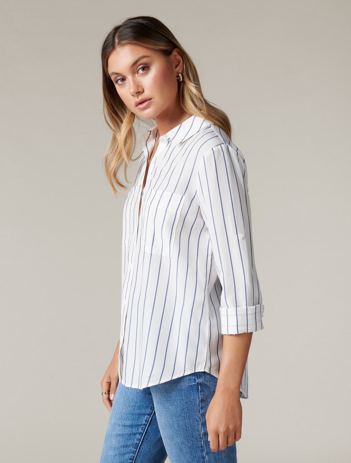 Teigan Stripe Shirt Blue & White Stripe