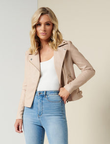 Bobbie Fitted biker Latte Beige