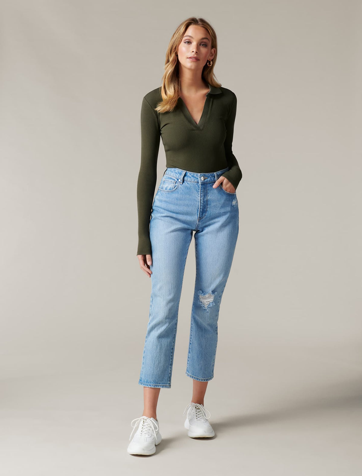 Aspen Rib Polo Top Olive