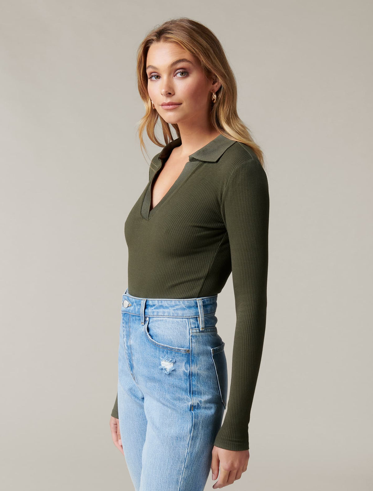 Aspen Rib Polo Top Olive