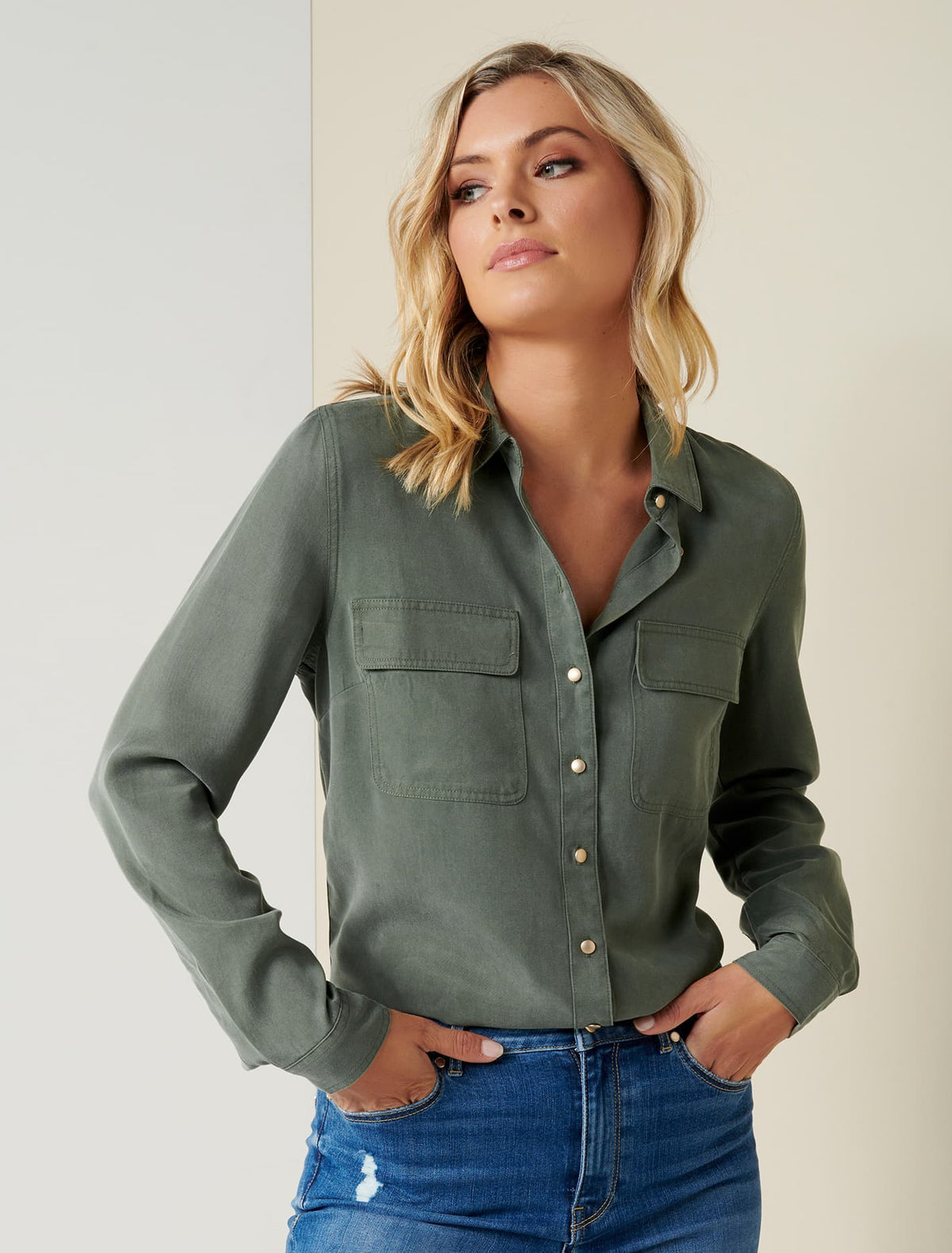 Linda Long-Sleeve Shirt Khaki