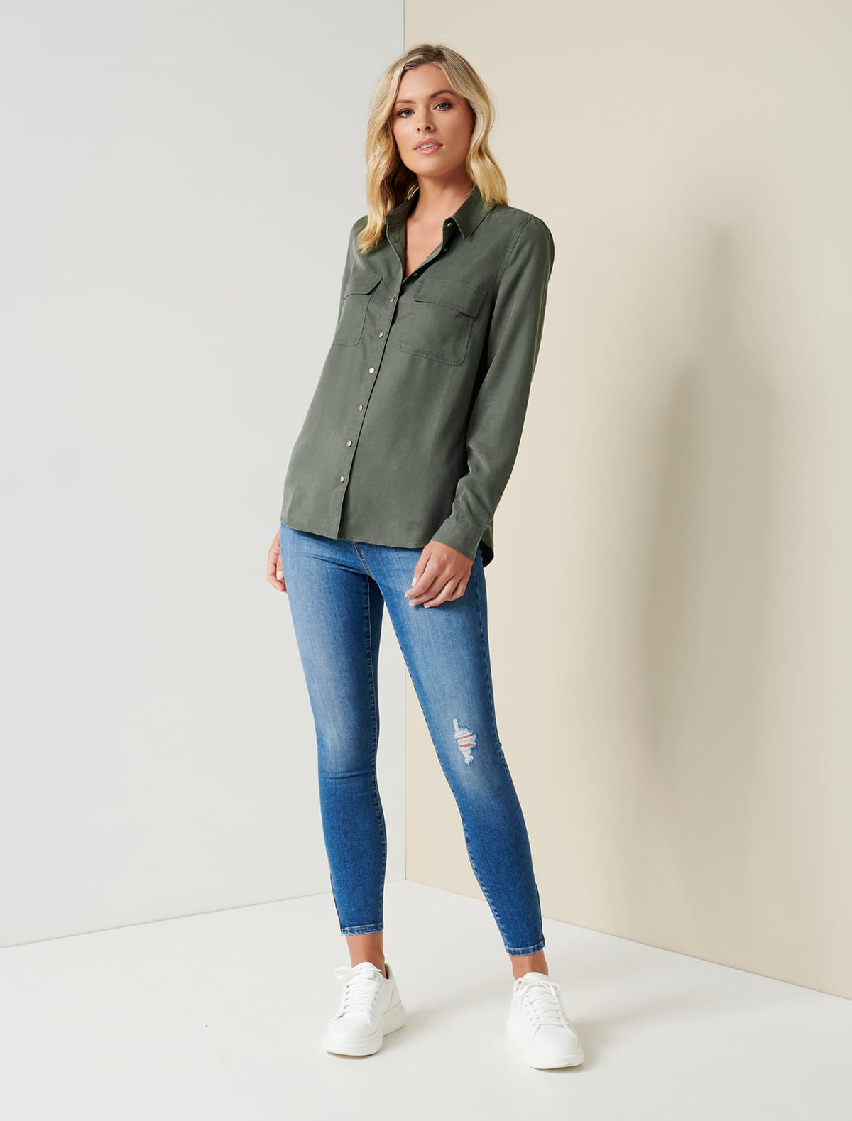 Linda Long-Sleeve Shirt Khaki