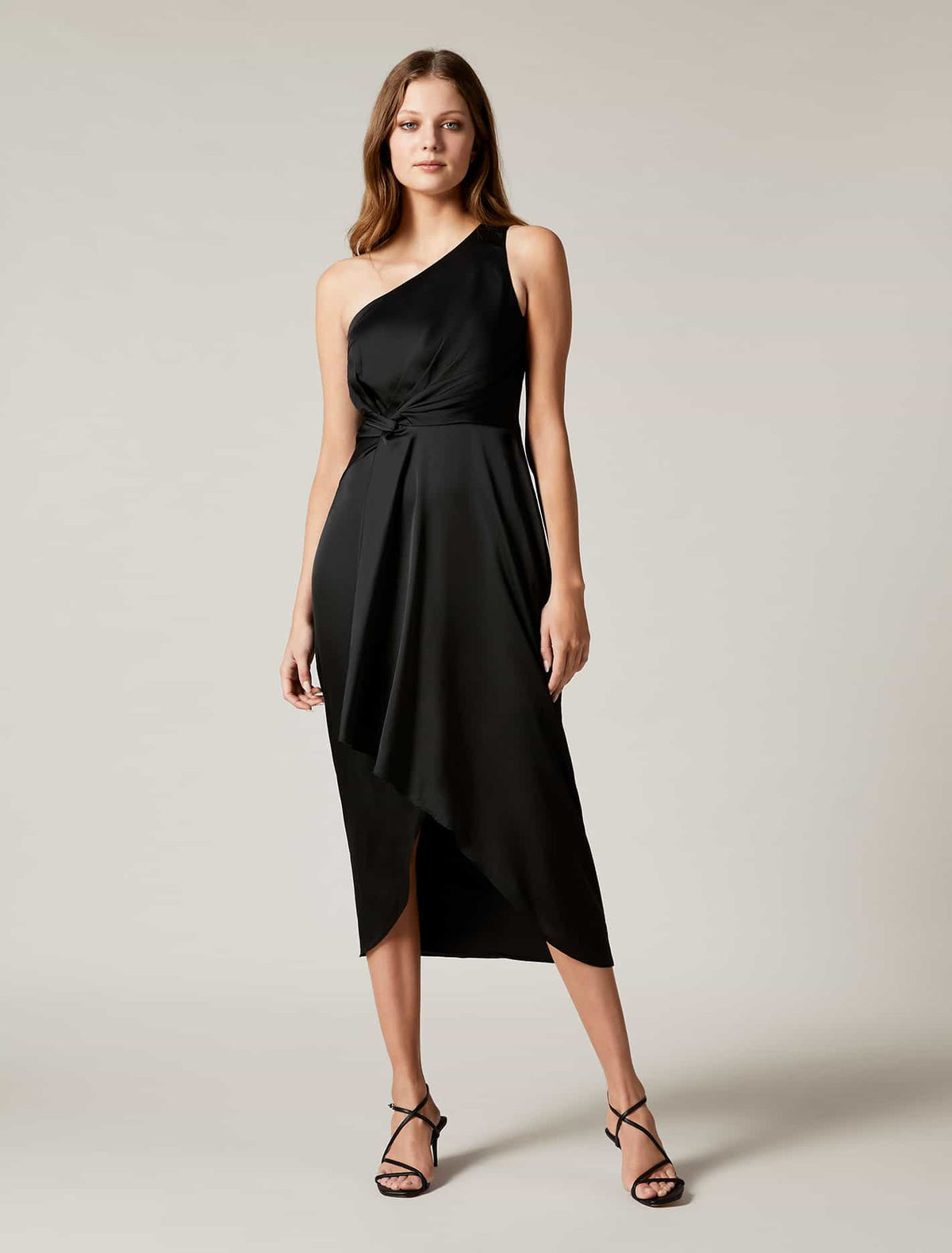 Haidee One Shoulder Midi Dress Black