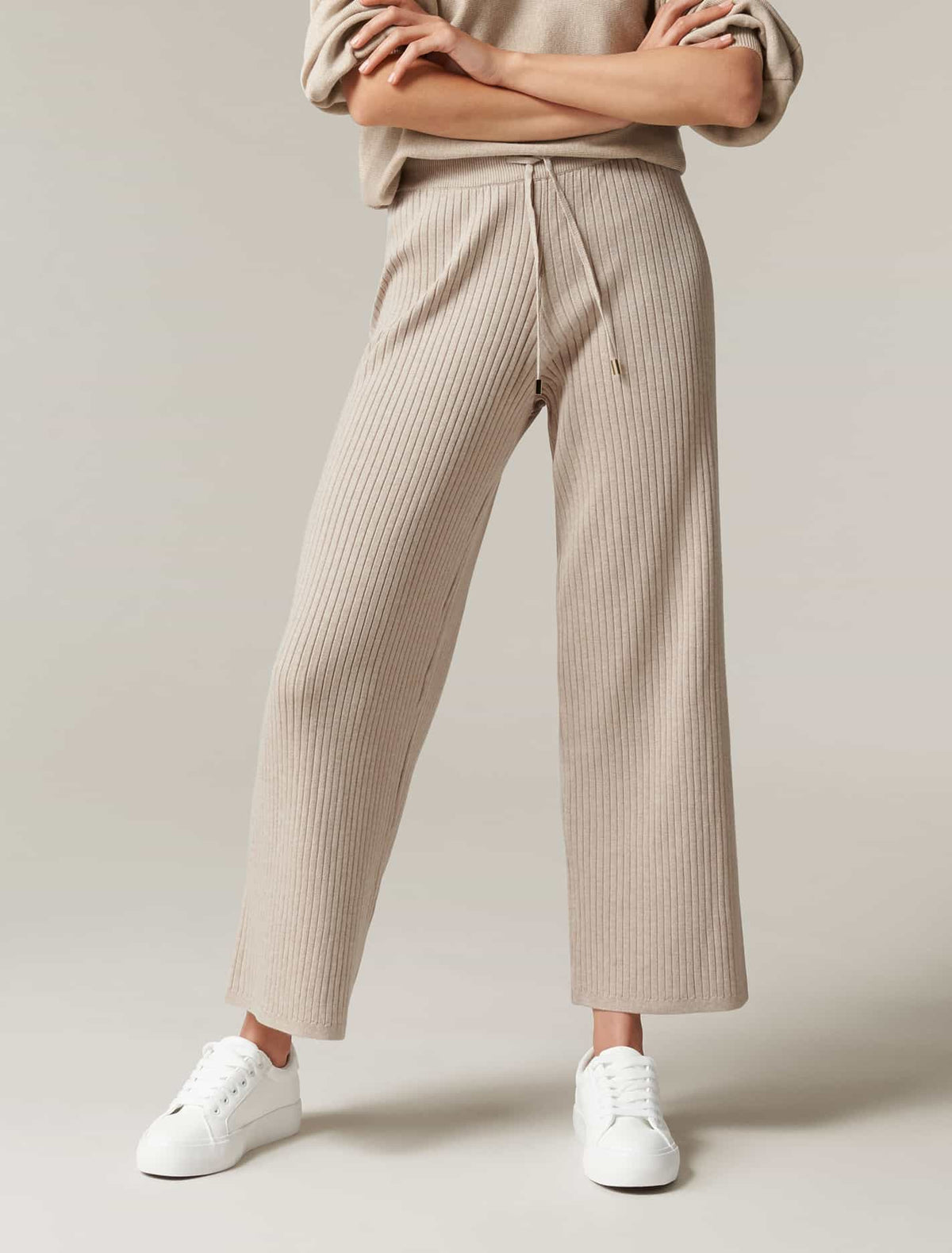 Lara Loungewear Wide Leg Knit Pant Soft Camel