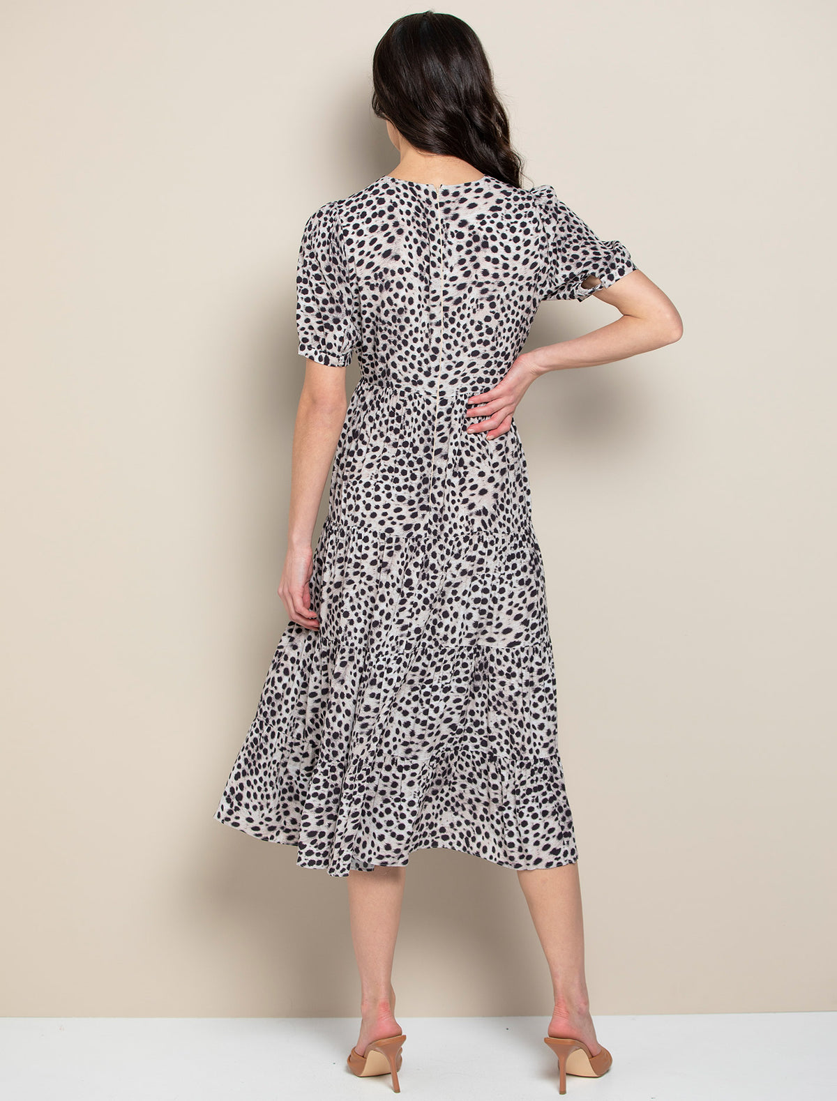 Betty Printed Midi Dress Serval Animal Spot