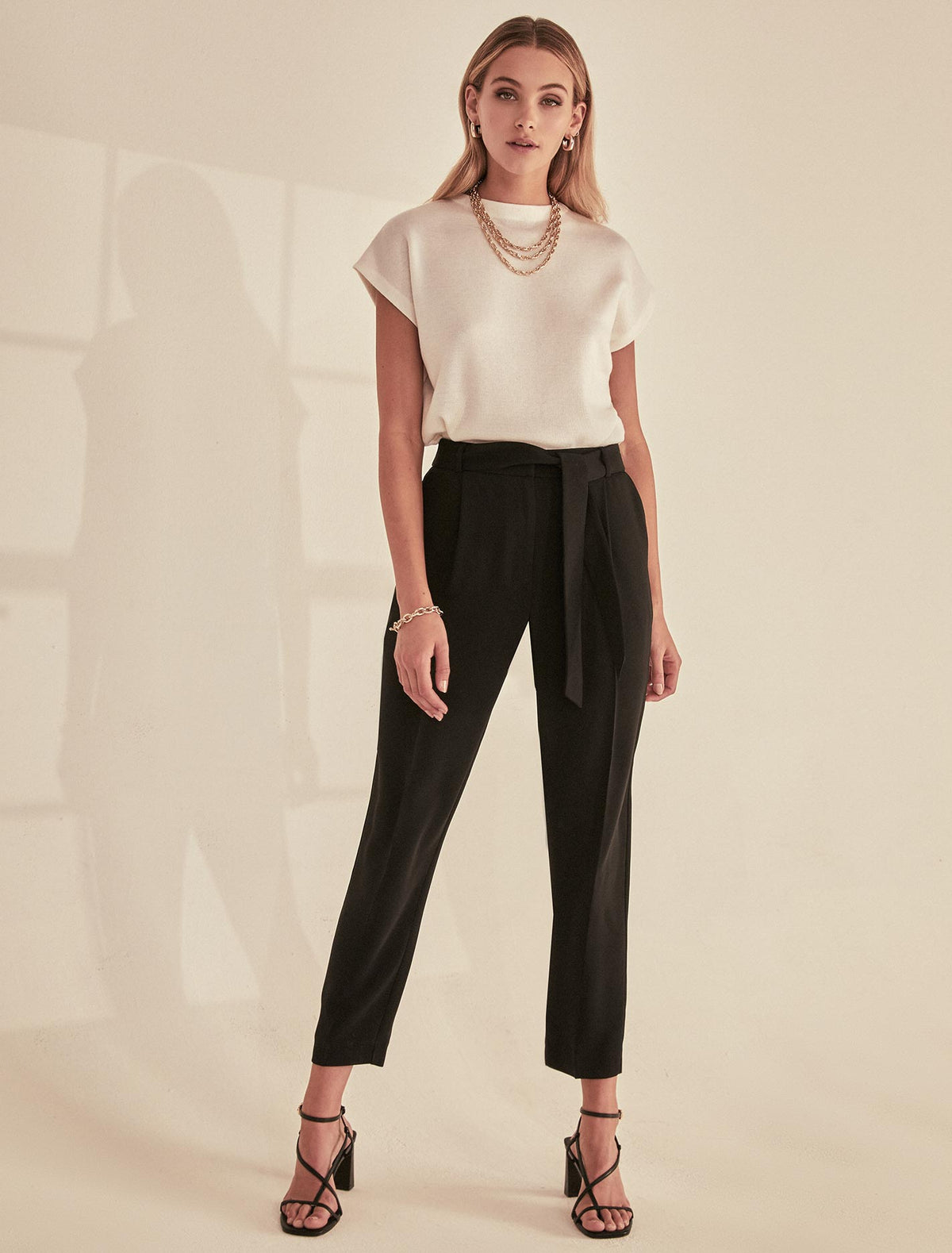 Sadie Tie Waist Slim Pants Black