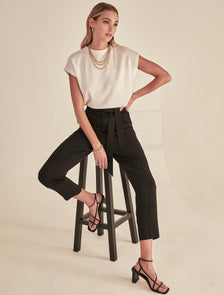 Sadie Tie Waist Slim Pants Black
