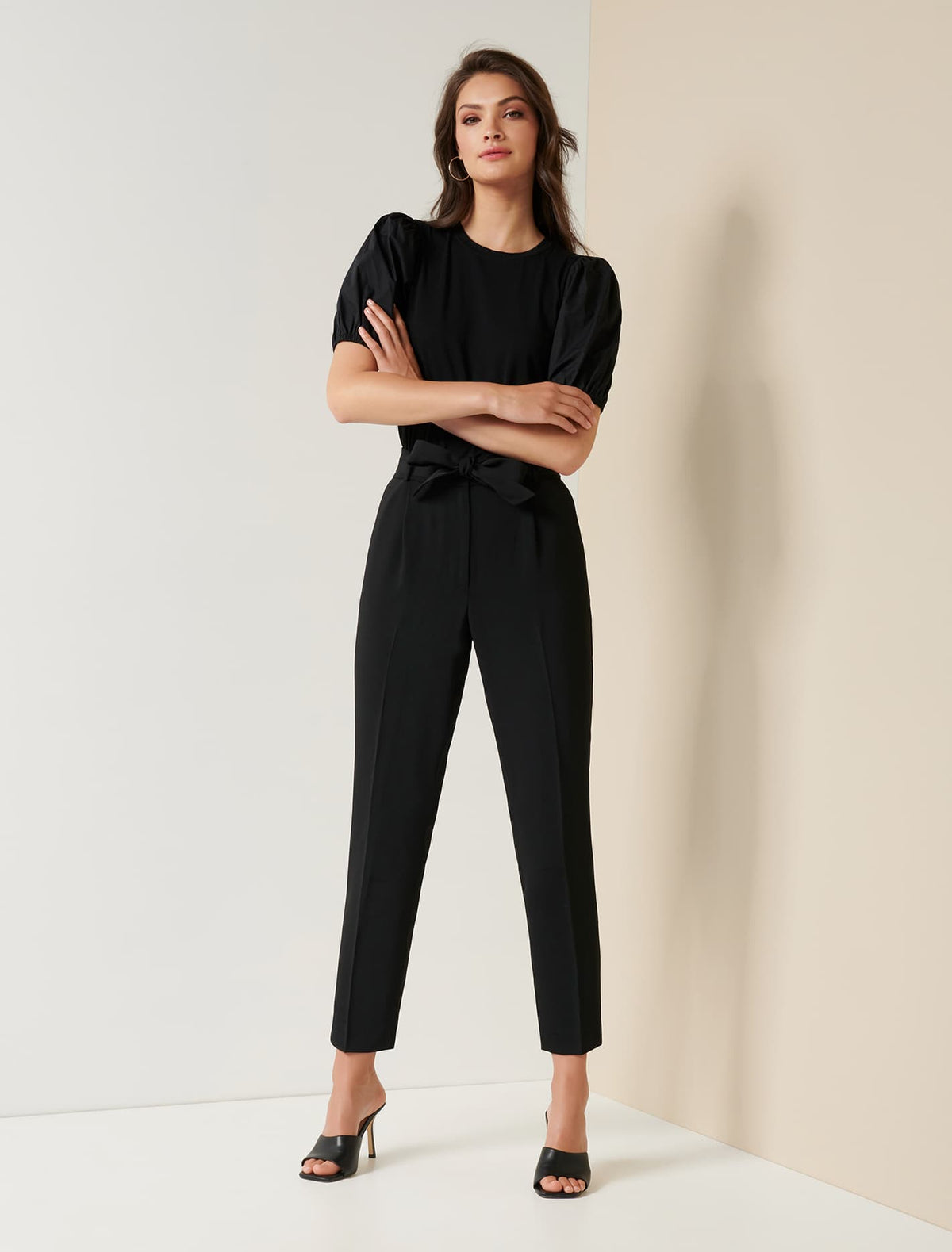 Sadie Tie Waist Slim Pants Black