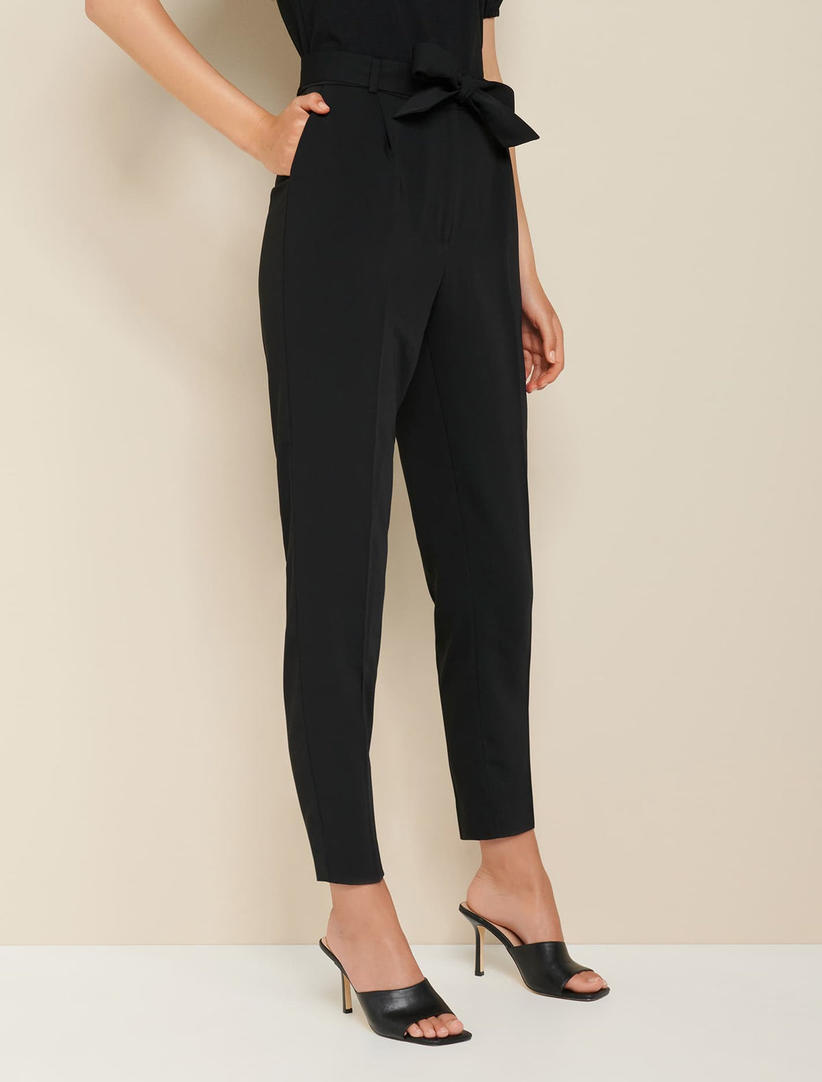 Sadie Tie Waist Slim Pants Black