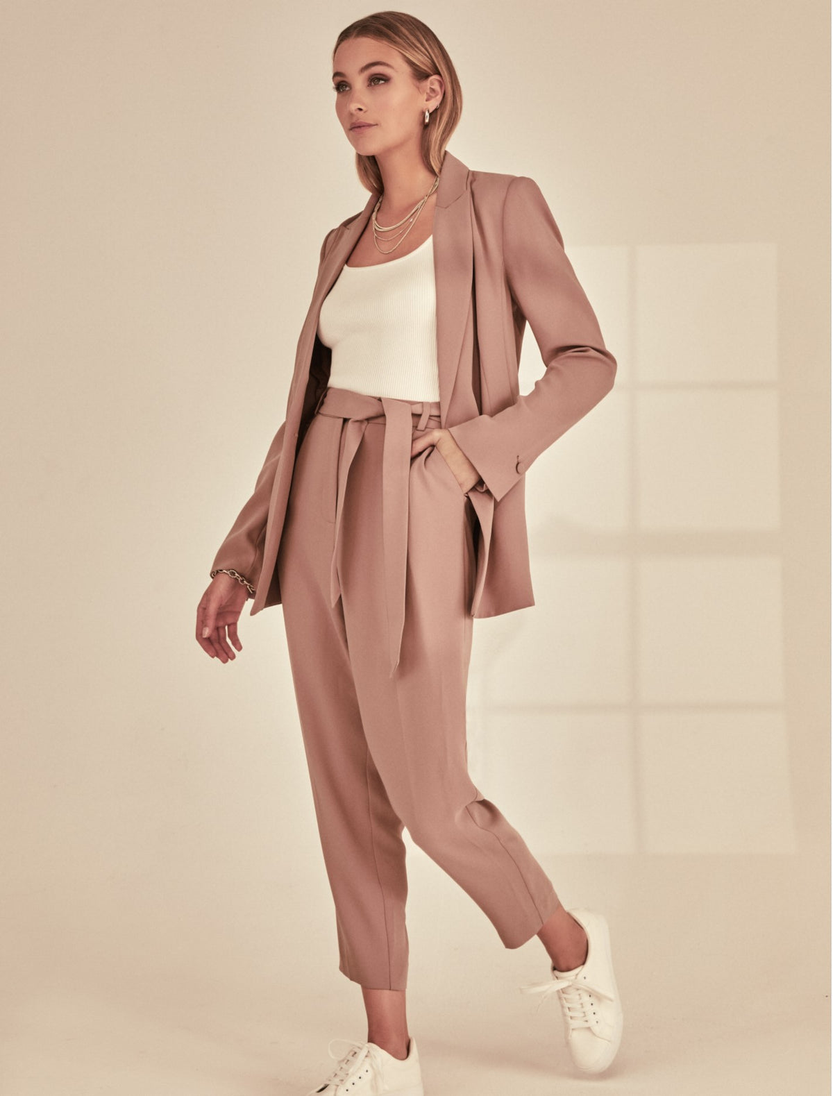 Sadie Tie Waist Slim Pants Praline