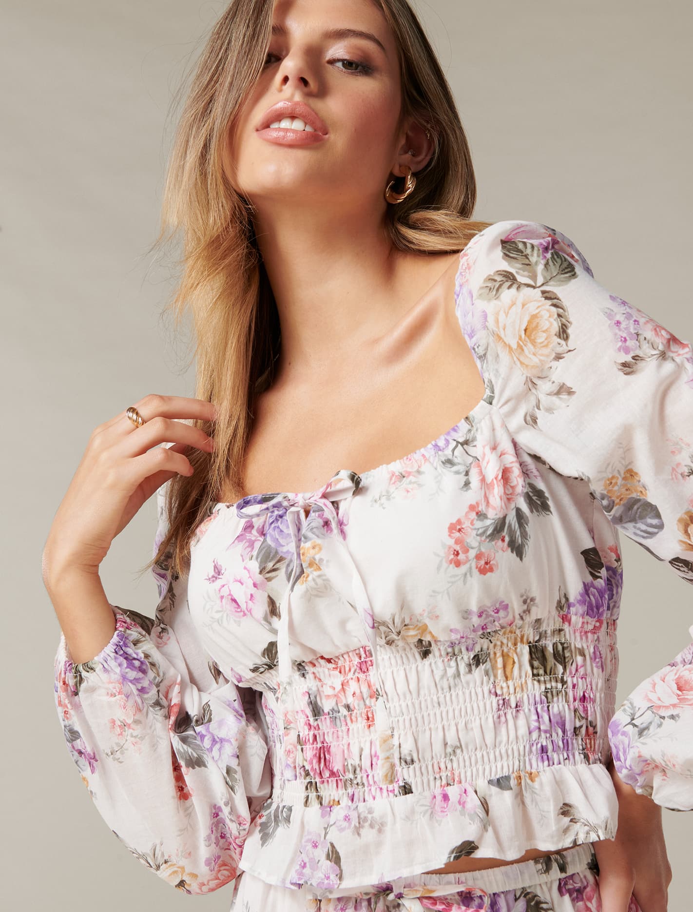 Marina Shirred Josephine Blouse Vienna Floral