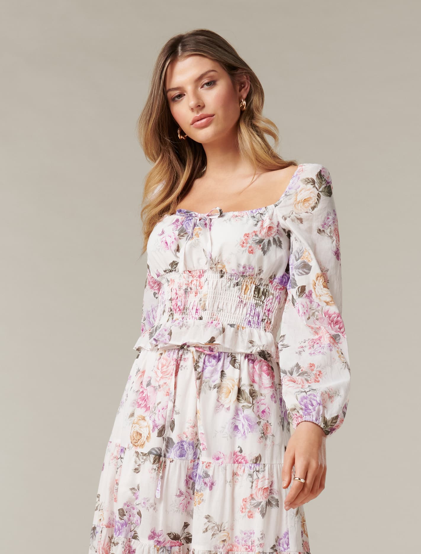 Marina Shirred Josephine Blouse Vienna Floral