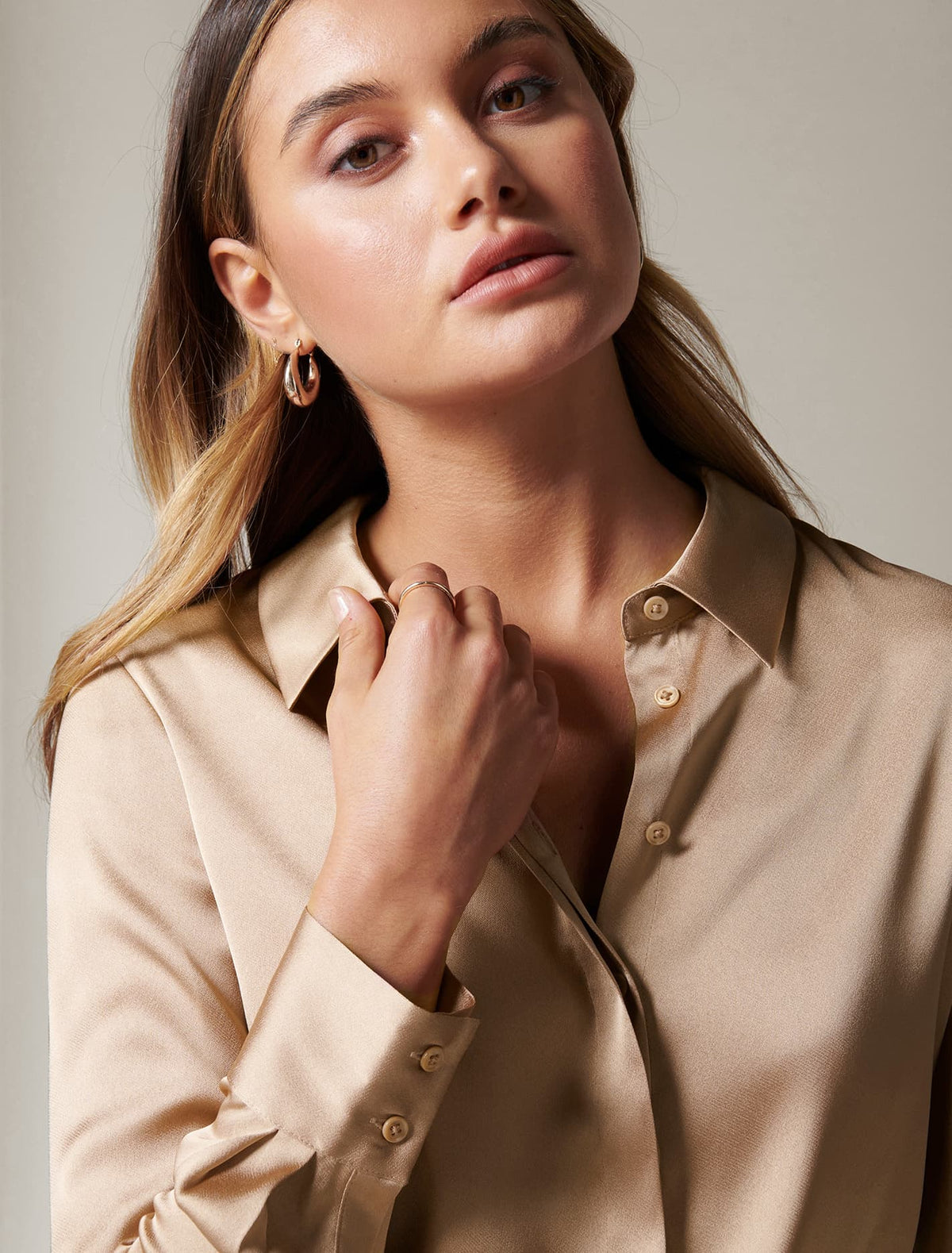 Clara Satin Shirt Burnt Almond