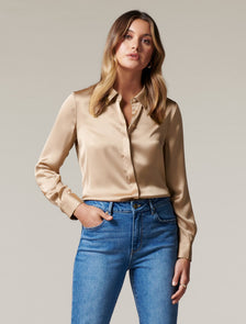 Clara Satin Shirt Burnt Almond
