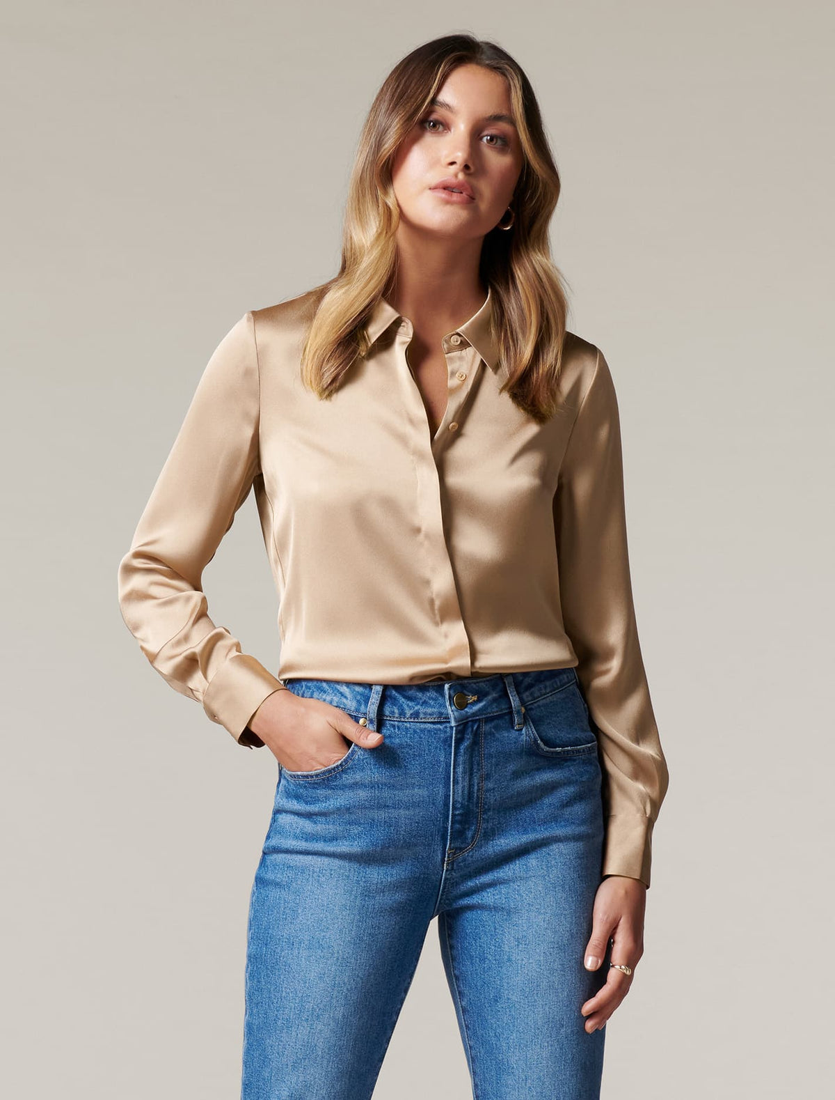 Clara Satin Shirt Burnt Almond