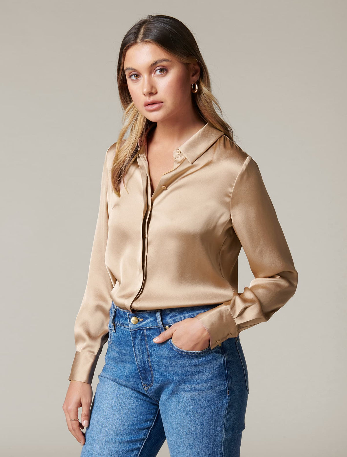 Clara Satin Shirt Burnt Almond