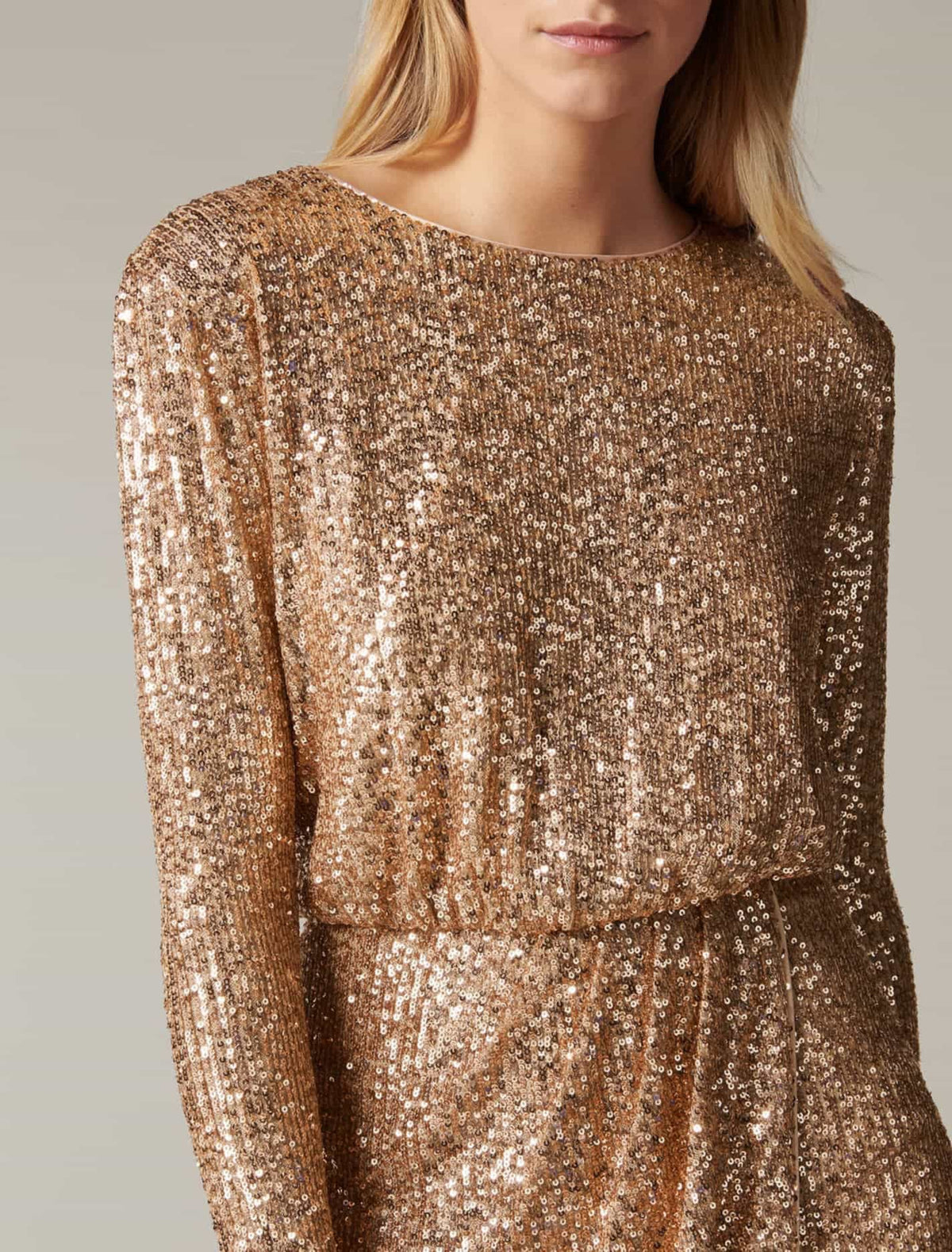 Juniper Sequin Wrap Mini Dress Bronze
