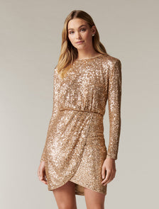 Juniper Sequin Wrap Mini Dress Bronze