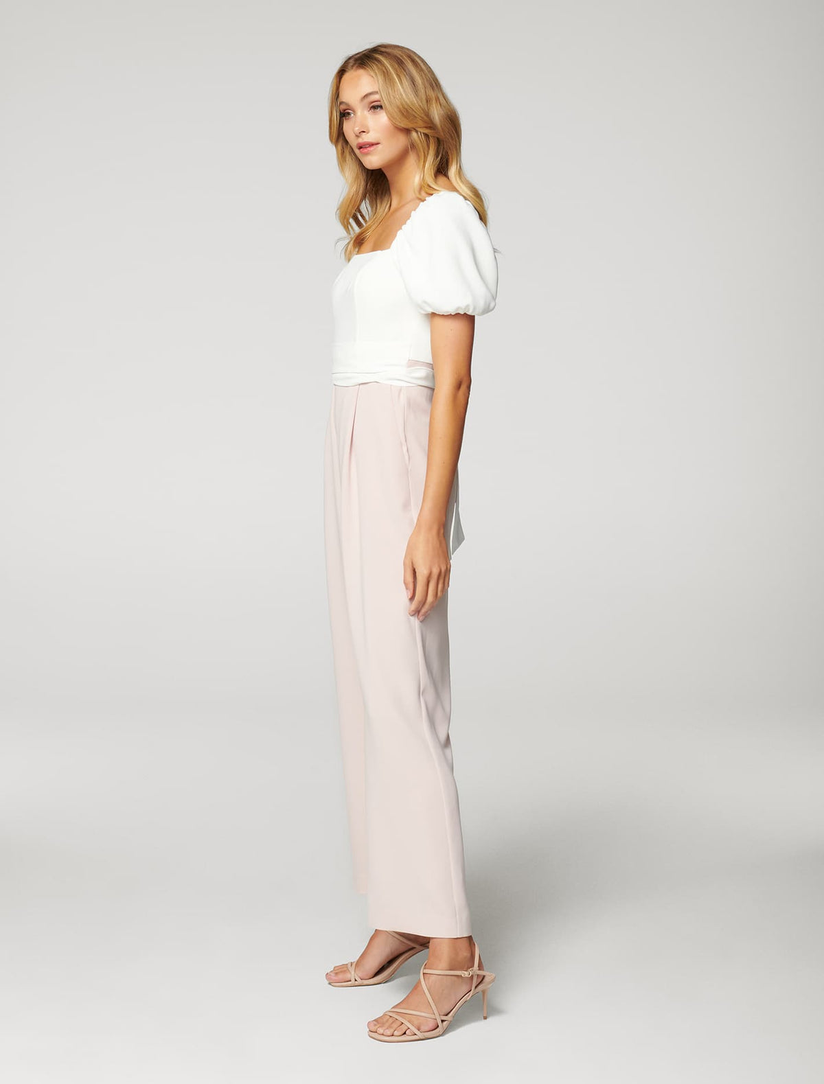 Marg Square Neck Jumpsuit Ivory / Blush