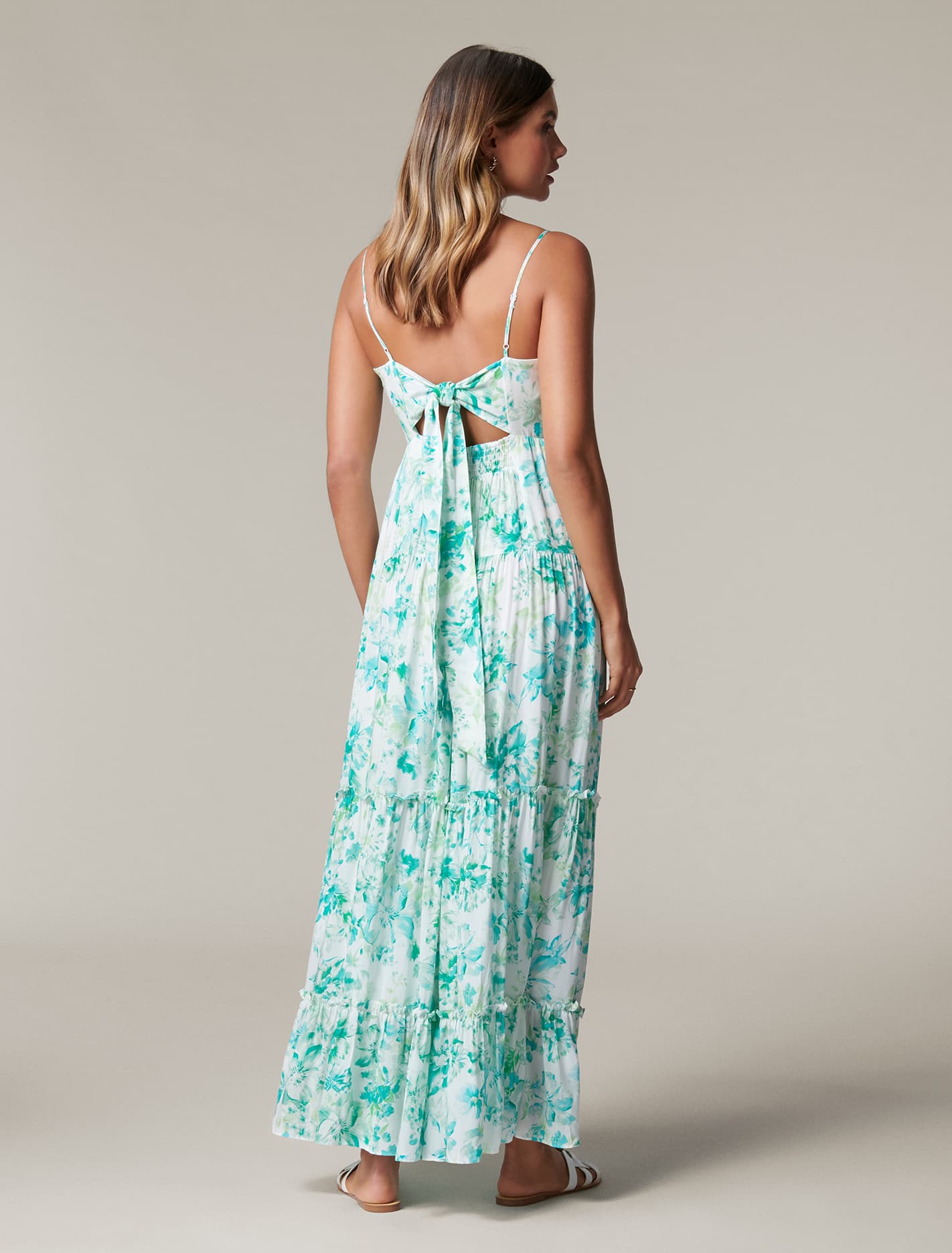 Nina Tiered Maxi Dress Ocean Blooms