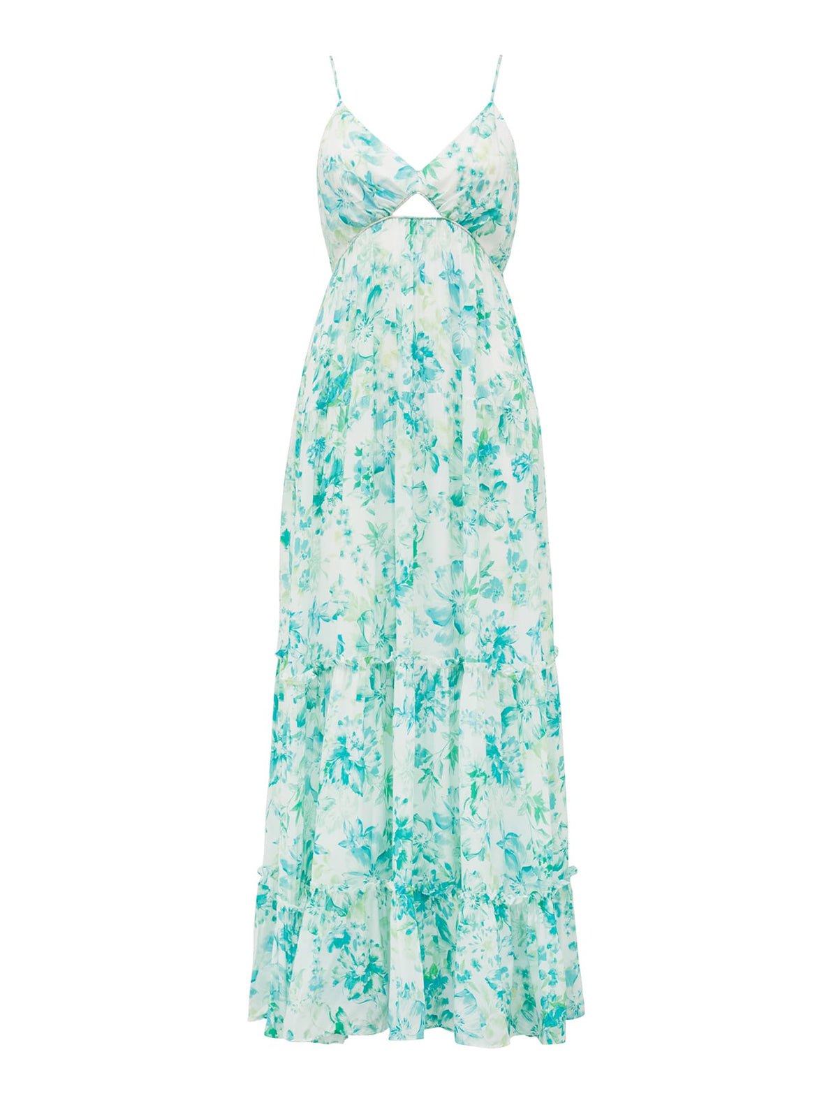 Nina Tiered Maxi Dress Ocean Blooms