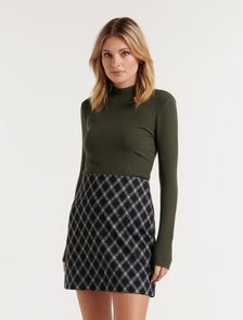 Winona Rib Long Sleeve Top Dark Green