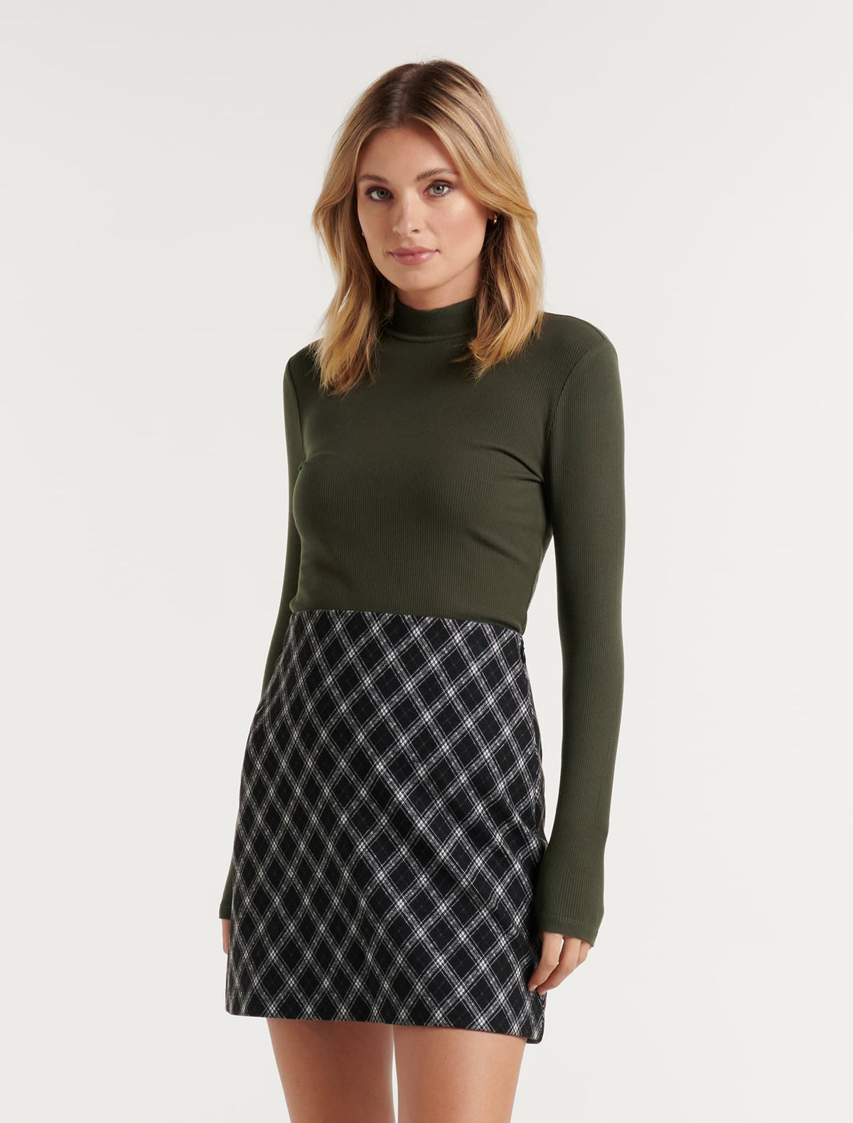 Winona Rib Long Sleeve Top Dark Green