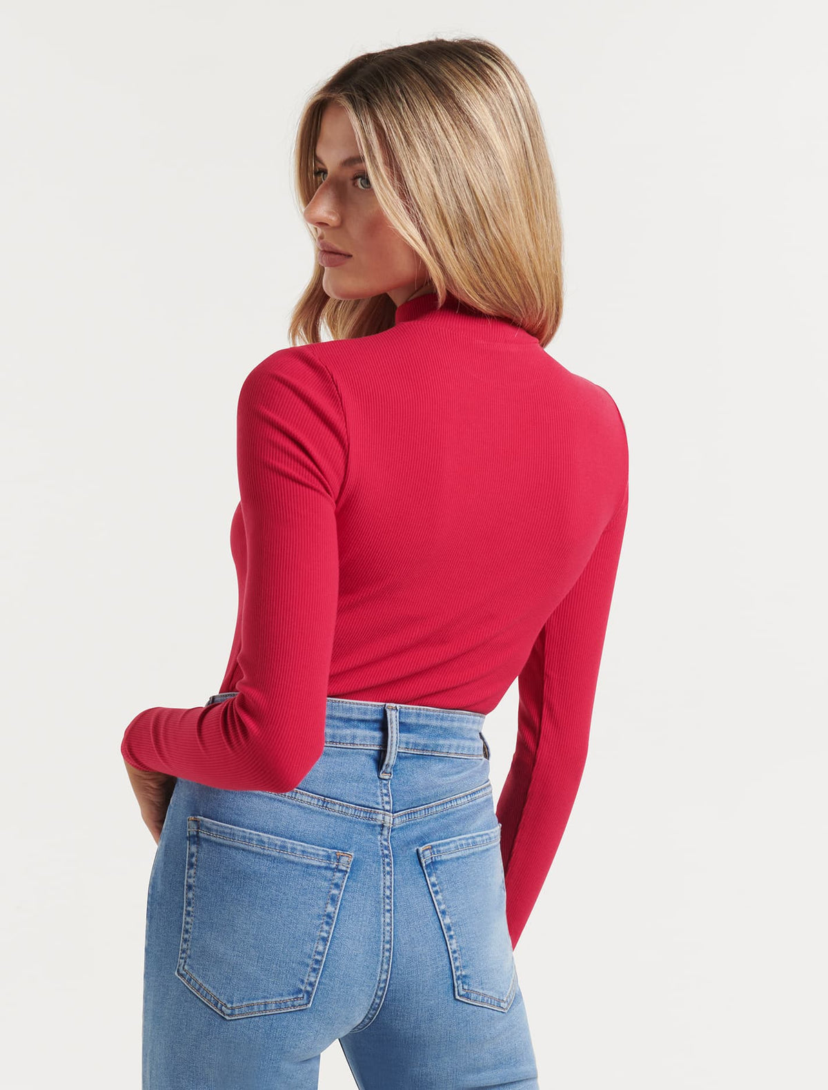 Winona Rib Long Sleeve Top Red