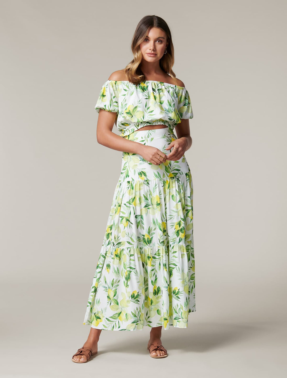 Eliza Off Shoulder Co ord Summer Lemons