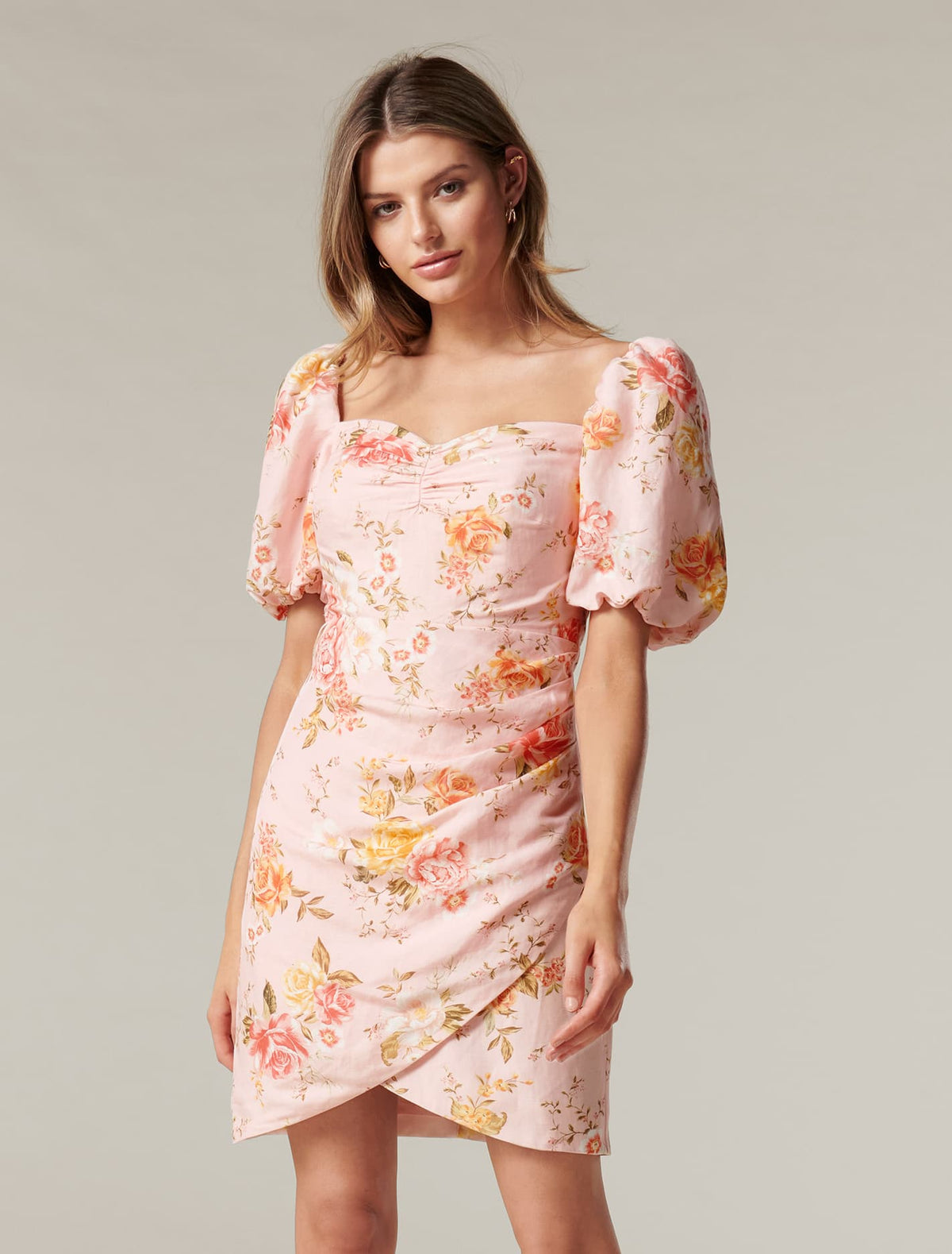 Flora Sweetheart Mini Dress Tea Rose Field