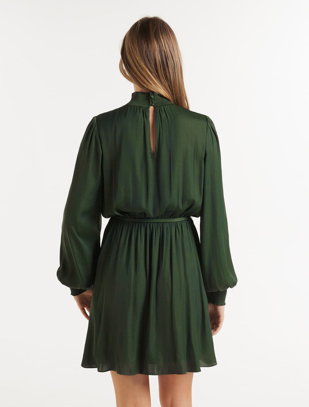 Romy Shirred Skater Dress Midnight Forest