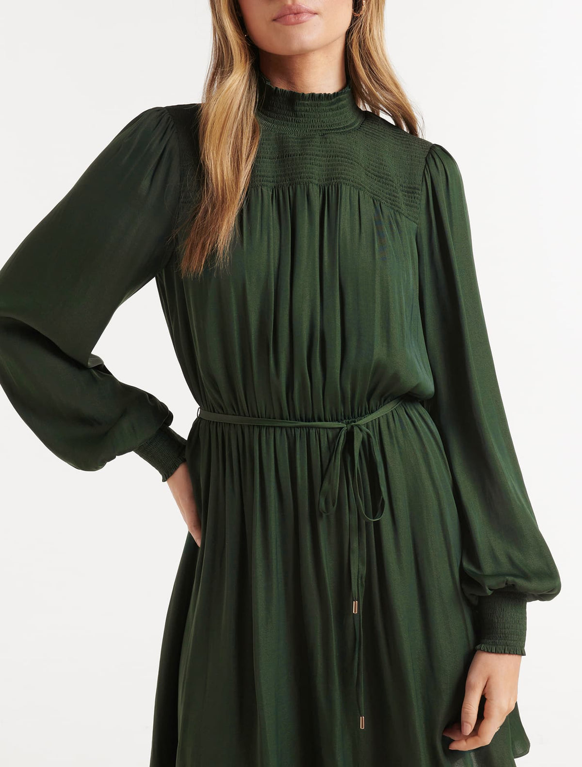 Romy Shirred Skater Dress Midnight Forest