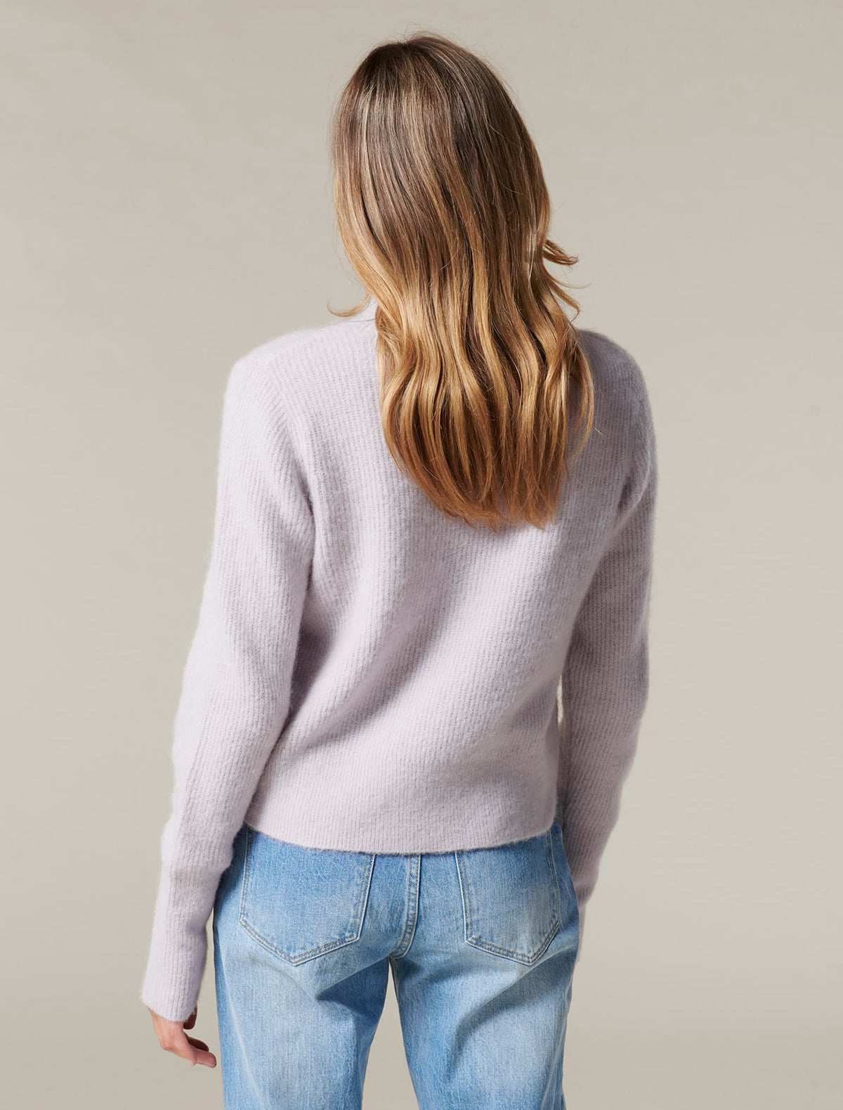 Luisa Blouson Sleeve Knit Jumper Lilac Love