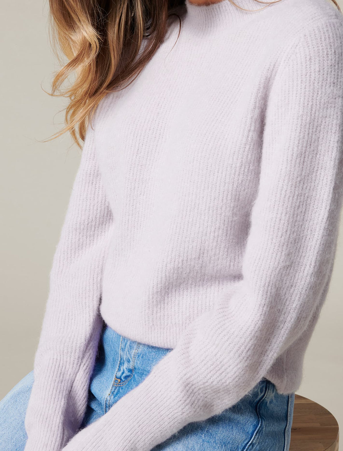 Luisa Blouson Sleeve Knit Jumper Lilac Love