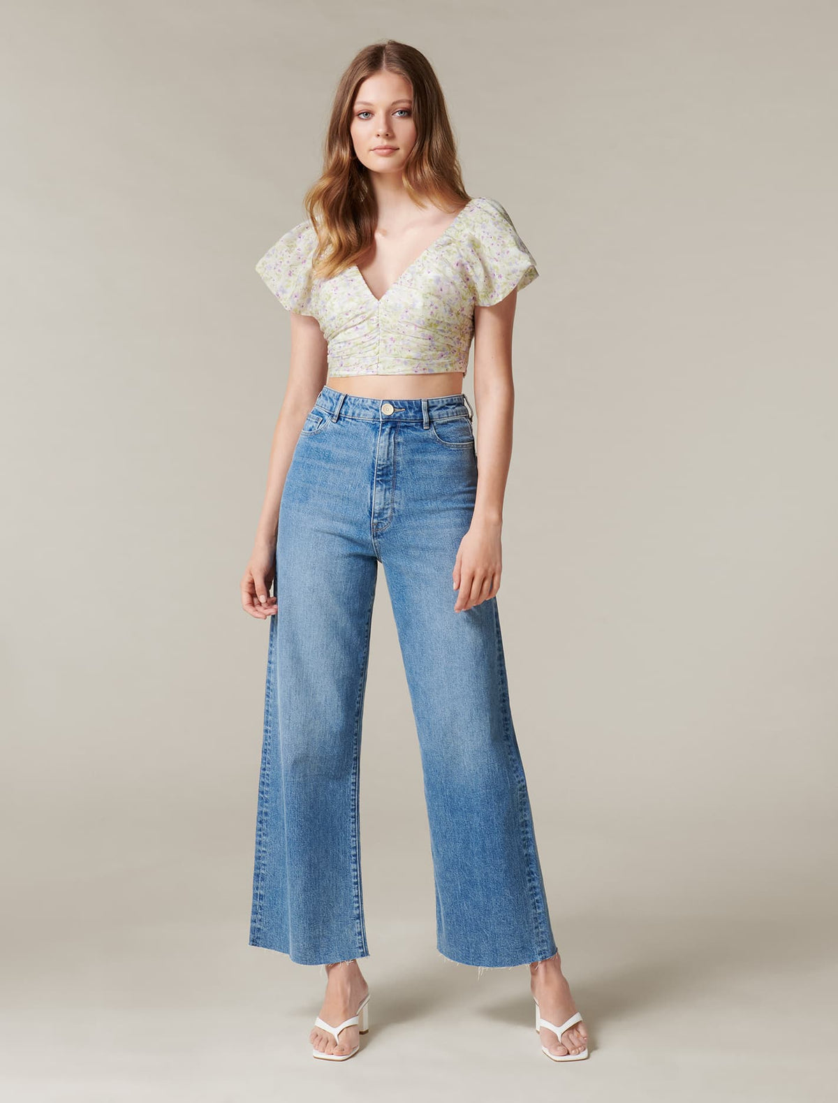 Harriet Crop Puff-Sleeve Top Dreamcatcher Ditsy