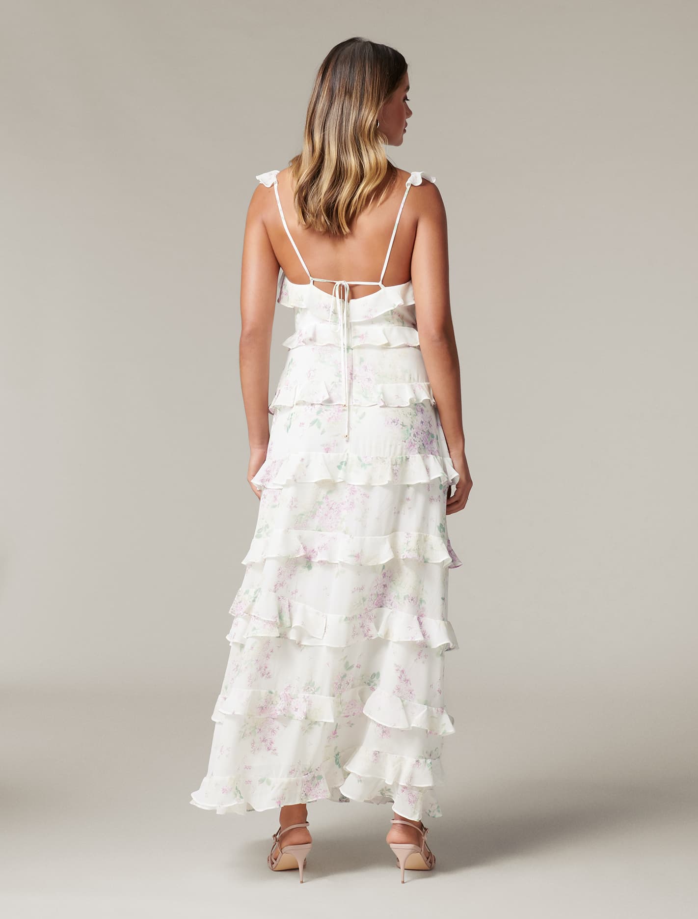 Joyce Ruffle Midi Dress Soft Botanics