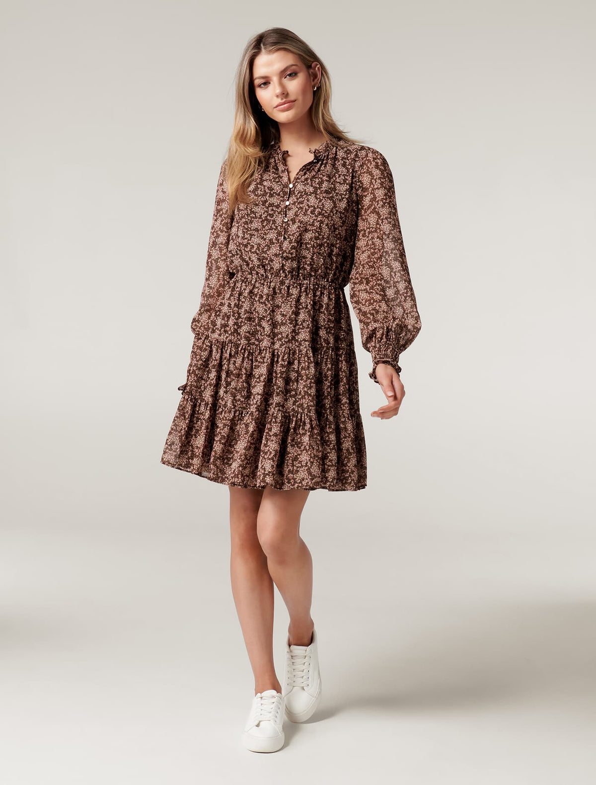 Hunter Tiered Skater Dress Lilac Micro Bloom