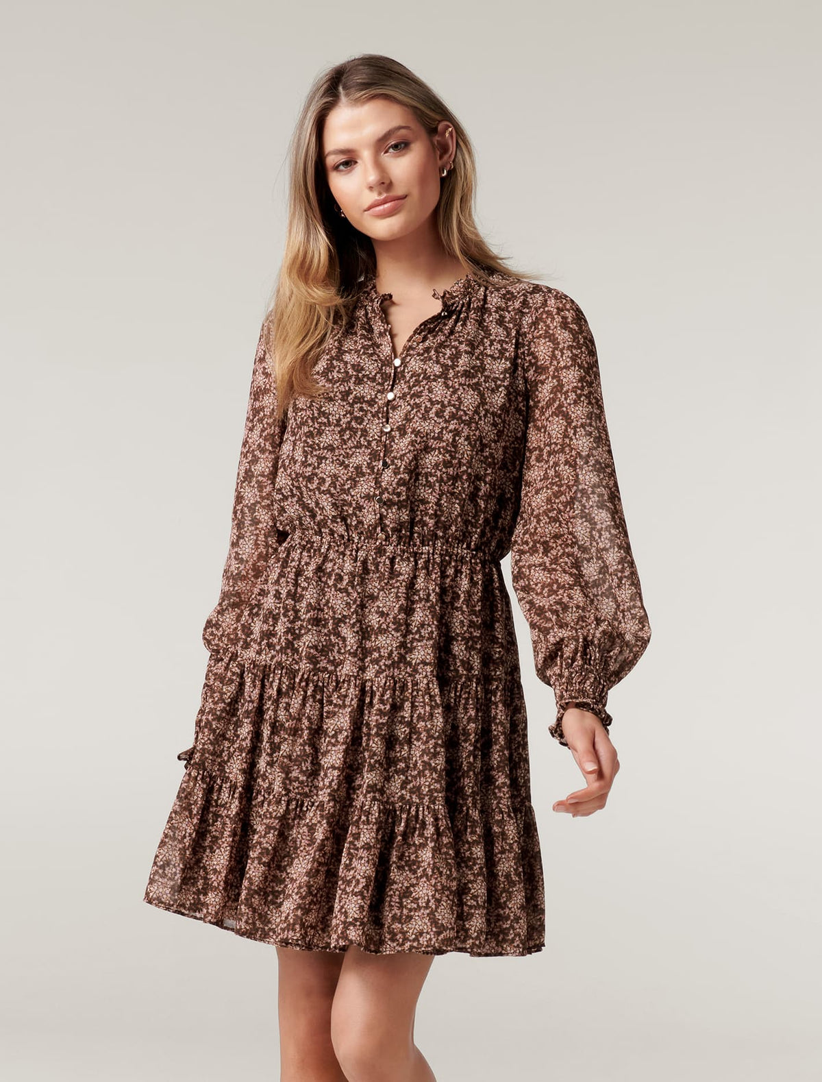 Hunter Tiered Skater Dress Lilac Micro Bloom