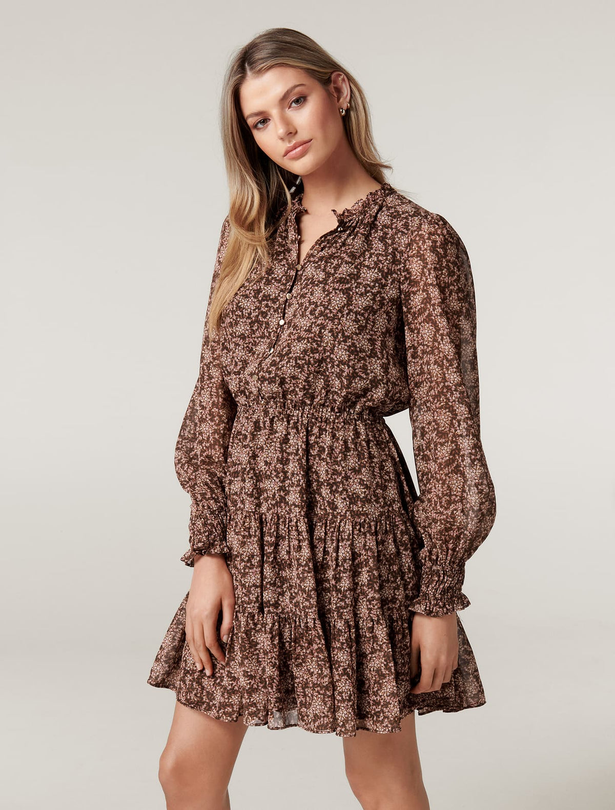 Hunter Tiered Skater Dress Lilac Micro Bloom